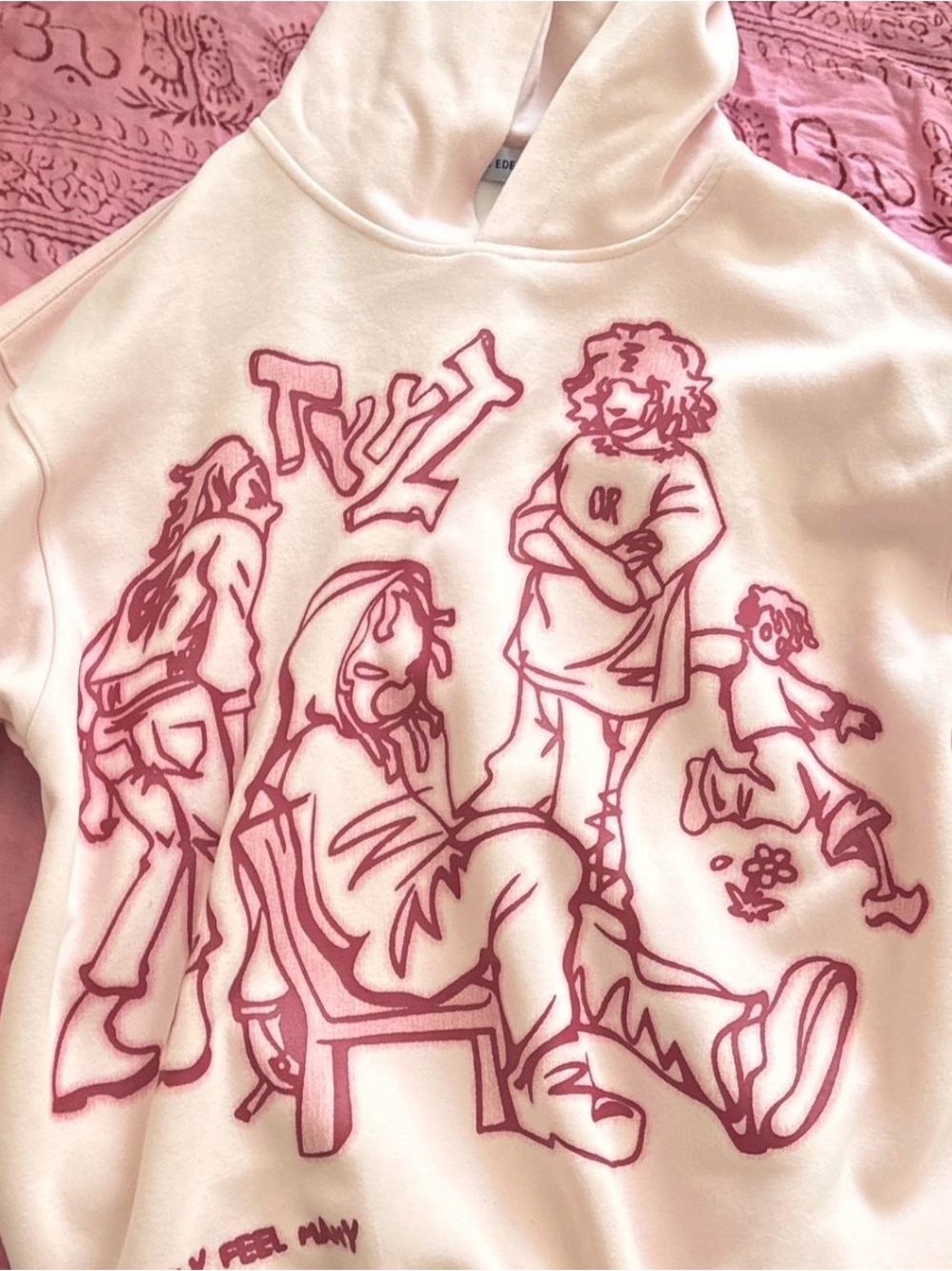 Unbranded Girls' Pink Graphic Hoodie Sweatshirt